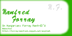 manfred forray business card